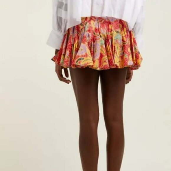 Rhode Resort Nora Skirt in Red Multi - Ruffled Floral Mini - Picture 3 of 15